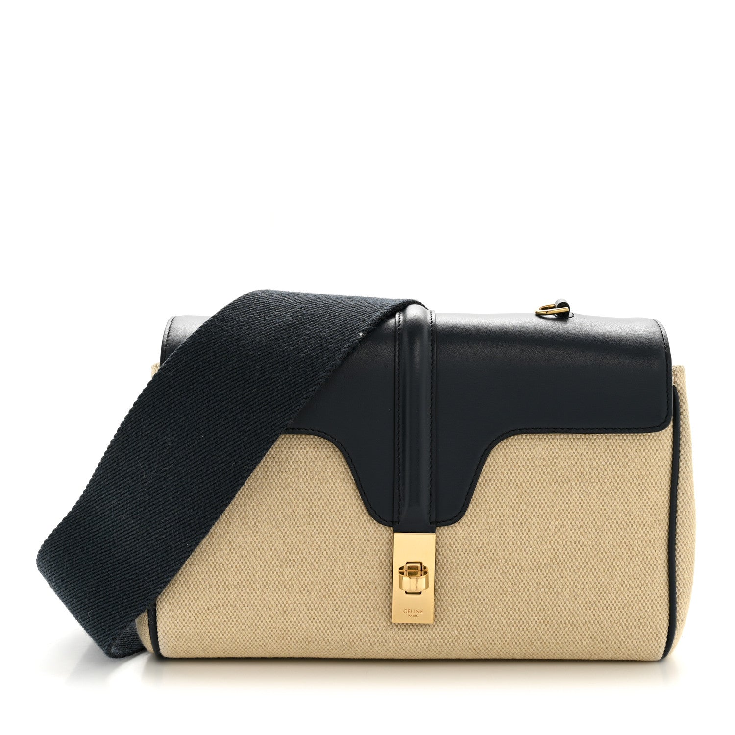 Canvas Calfskin Teen Soft 16 Shoulder Bag Vanilla Navy