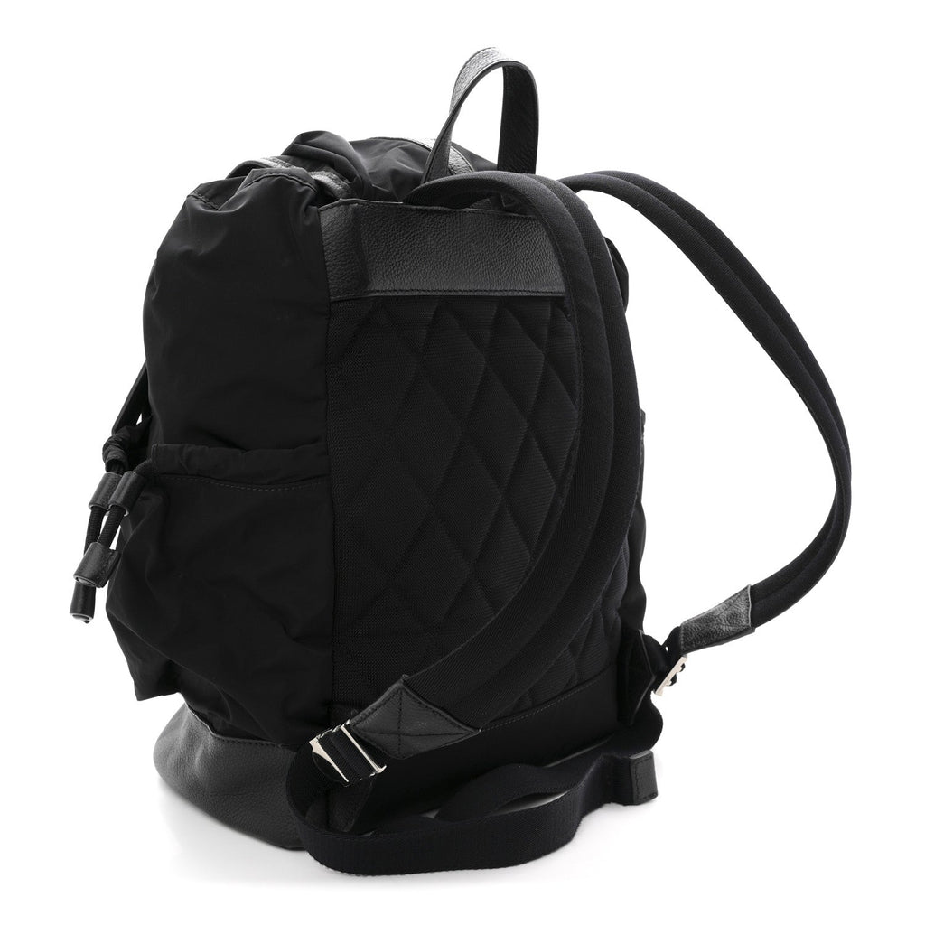 Nylon Grained Calfskin Watson Diaper Bag Black