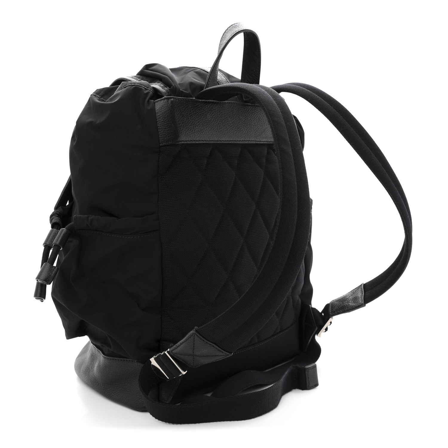 Nylon Grained Calfskin Watson Diaper Bag Black