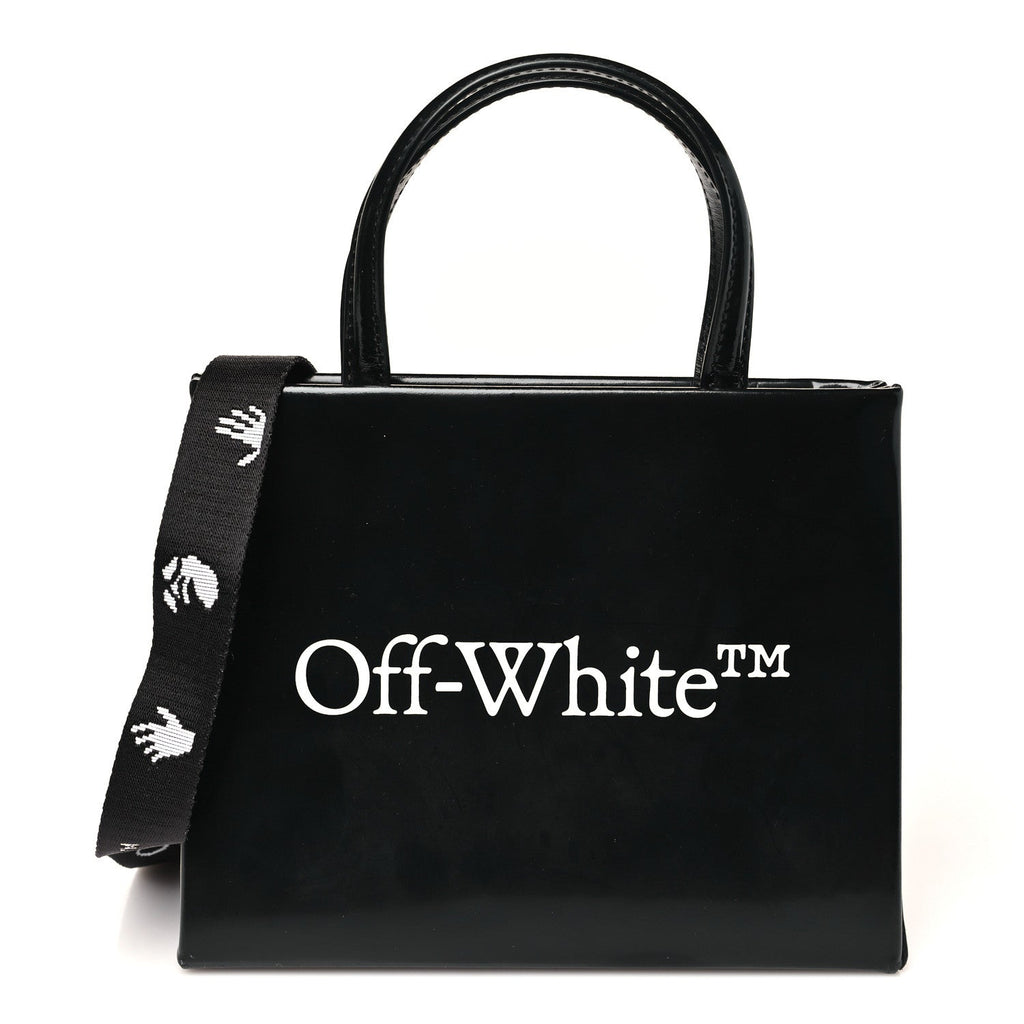 Patent Calfskin Logo Box Bag Black