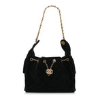 Suede Quilted Small Chanel 25 Handbag Black