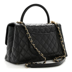 Caviar Quilted Small Coco Handle Flap Black