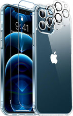 Entronix Bundle Compatible with iPhone 12 Pro Max - [Hard] Clear Case, 2 Clear Screen Protector & 2 Camera Lens Protectors