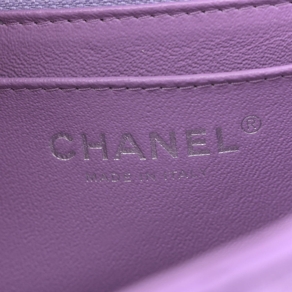 Lambskin Quilted Mini Rectangular Flap Purple