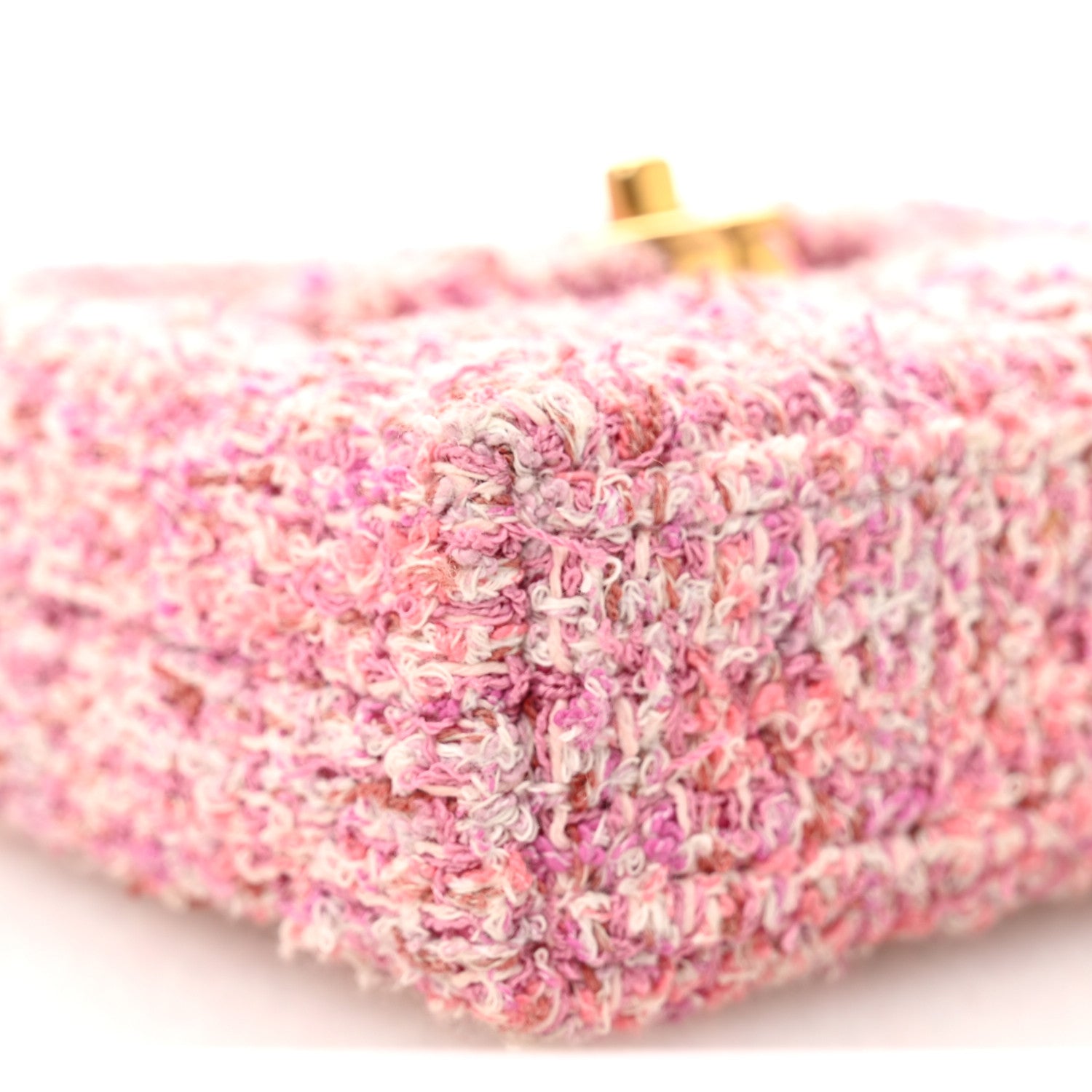 Tweed Quilted Mini Nano Kelly Shopper Pink