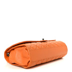 Lambskin Quilted Jumbo Grocery By Chanel Drawstring Shopping Bag Orange