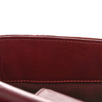 Glazed Calfskin Quilted Small Gold Bar Tote Red