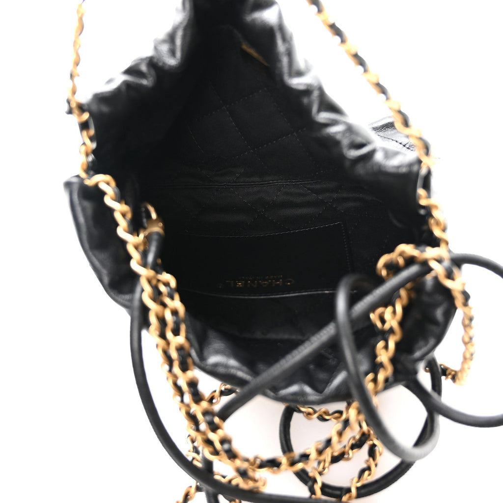 Shiny Calfskin Quilted Mini Chanel 22 Black