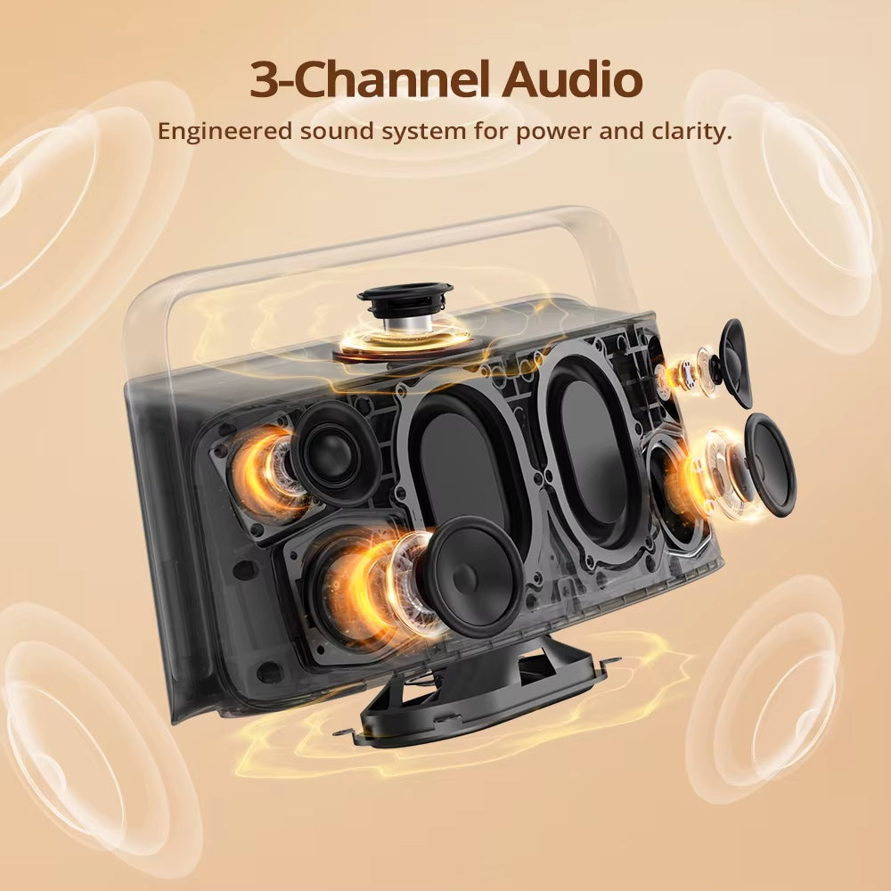 Tronsmart Fiitune X30 Wireless Bluetooth Speaker with Hi-Res Audio, 80W Power, IPX6 Waterproof Rating, App Control, and Portable Design