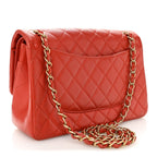 Pearly Caviar Quilted Jumbo Double Flap Orange