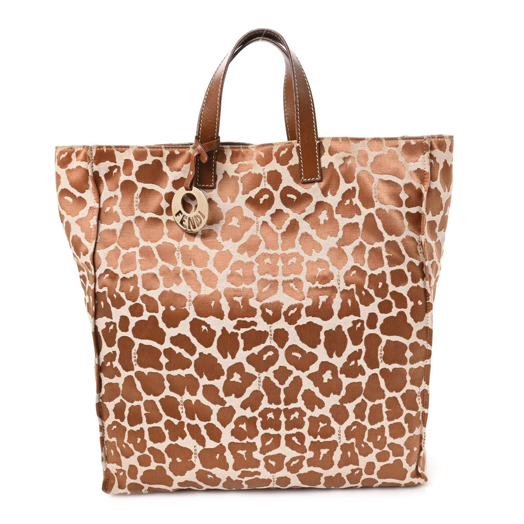 Jacquard Leopard Print Shopping Tote Brown