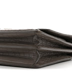 Calfskin Crocodile Embossed Medium Monogram Sunset Fog