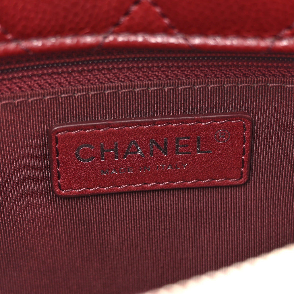 Caviar Quilted City Shopping Tote Dark Red
