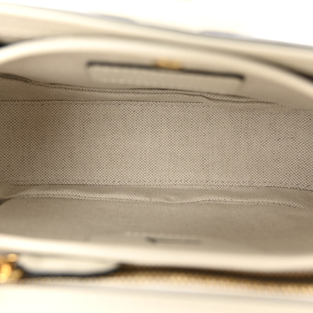 Calfskin Web Geometric Print Small Bamboo 1947 Top Handle Bag White Multi
