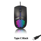 USBWired Mouse 1600 DPI RGB Backlit Mice Honeycomb Gaming Mause for Computer iPad Mac Tablet Macbook Air Laptop PC
