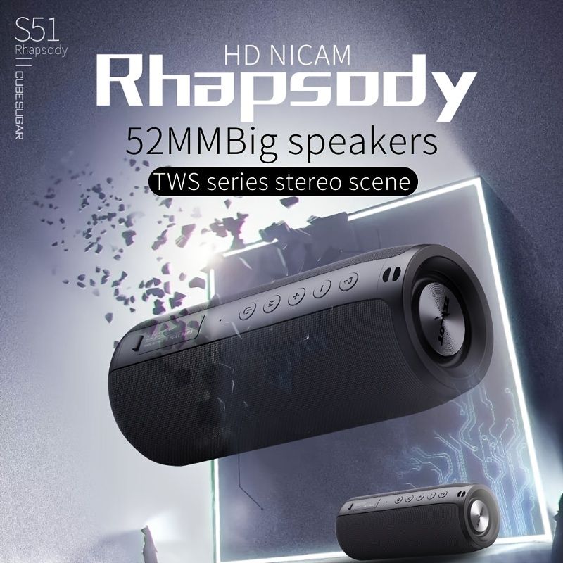 Powerful Wireless Speaker Bass; Wireless Portable Subwoofer IPX5 Waterproof 10W Sound Box Support TF U Disk AUX For Home & Outdoor Party