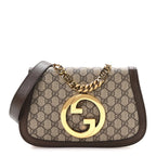 GG Supreme Monogram Textured Dollar Calfskin Blondie Chain Shoulder Flap Bag Beige Ebony New Acero