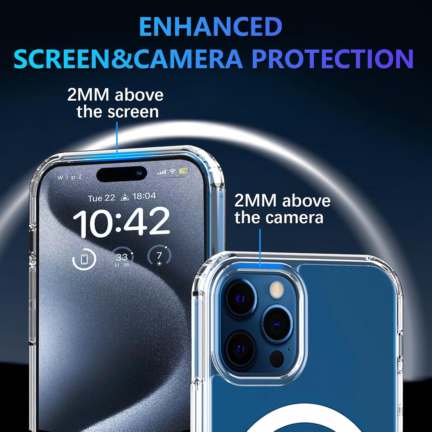 Entronix [Magnetic] Case Compatible with iPhone X/XS - [Hard Back] Thick Clear