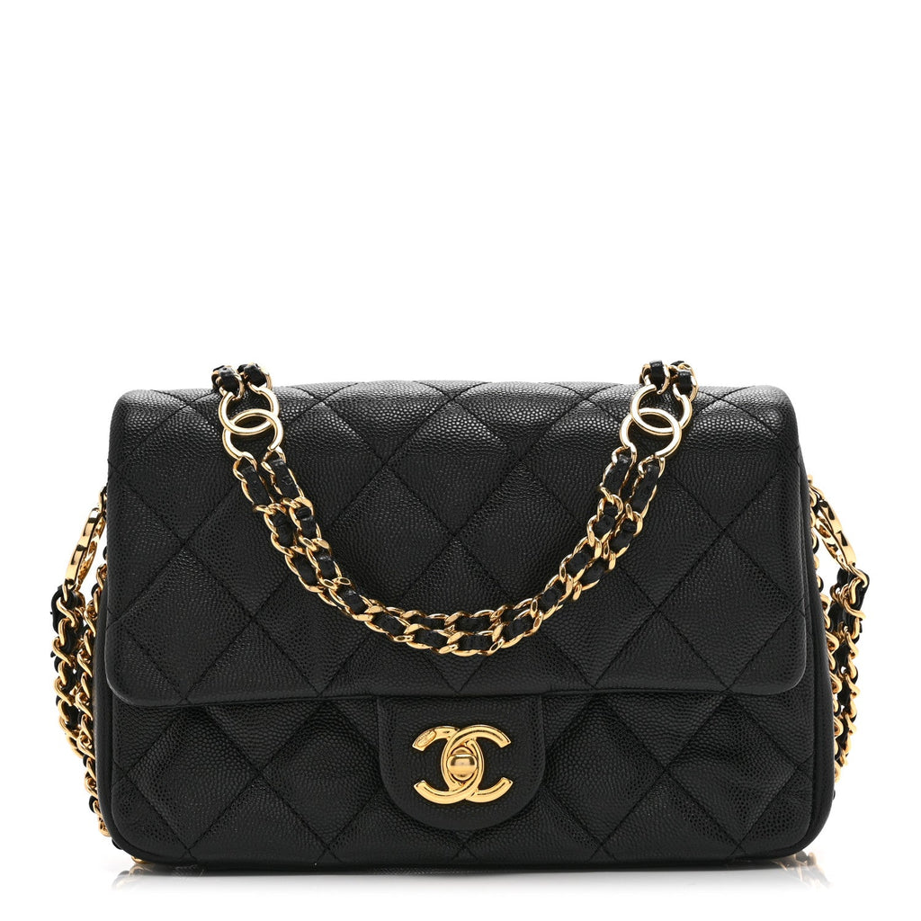 Caviar Quilted Mini CC You Flap Black