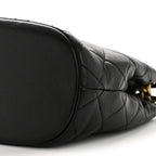 Lambskin Quilted Chaine Lettre Small Bucket Bag Black
