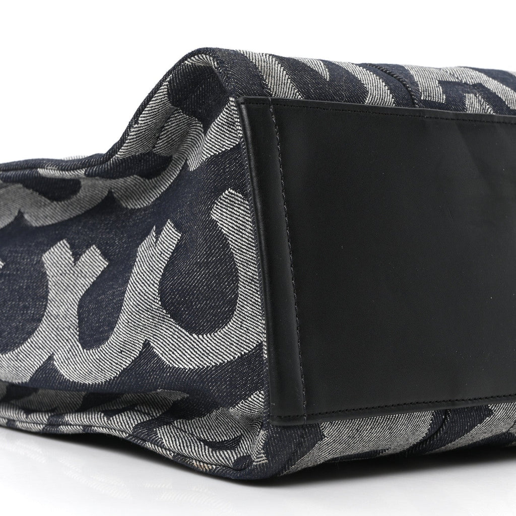 Denim Jacquard Large The Monogram Tote Bag Denim Blue