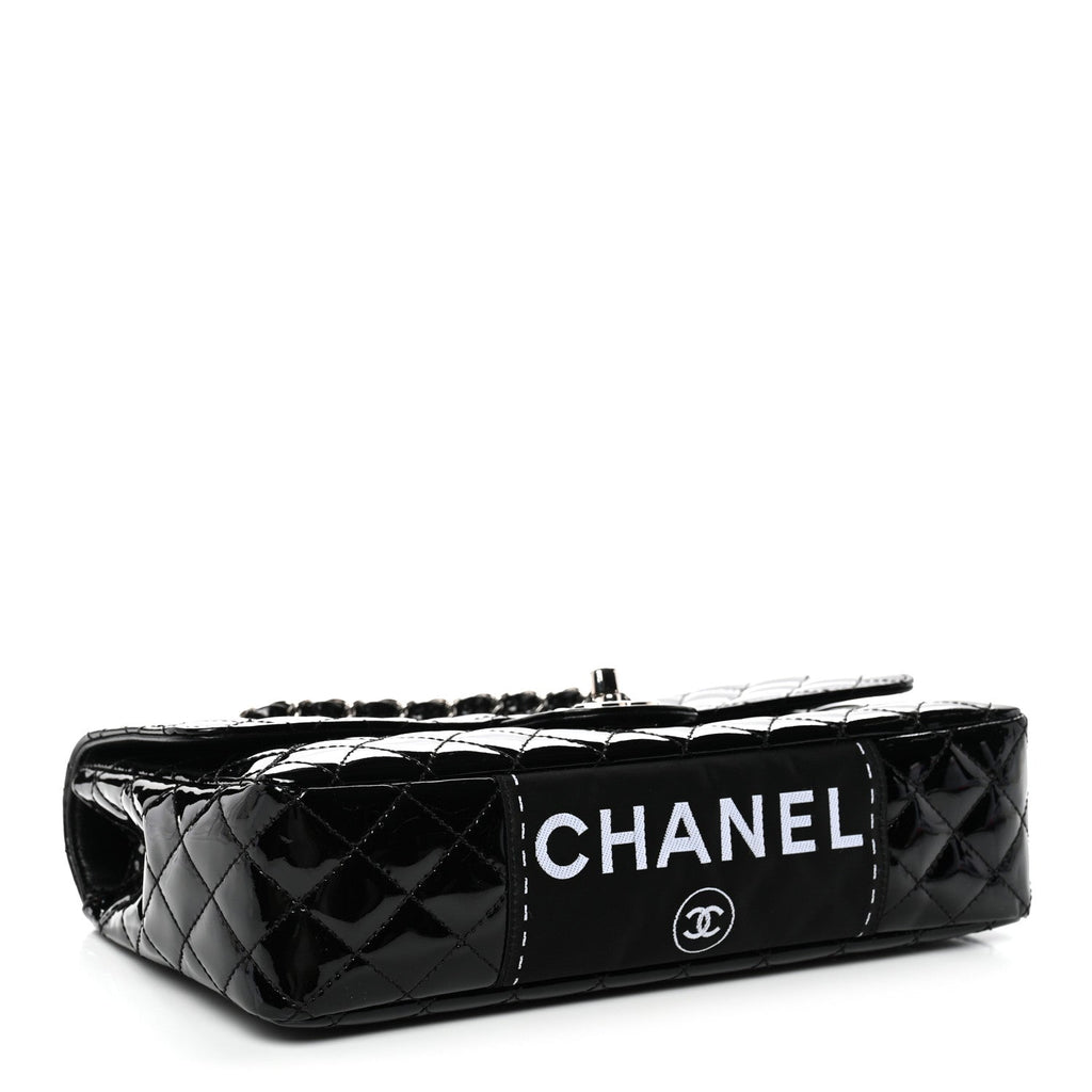 Patent Quilted Secret Label Medium Flap Black