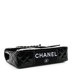 Patent Quilted Secret Label Medium Flap Black