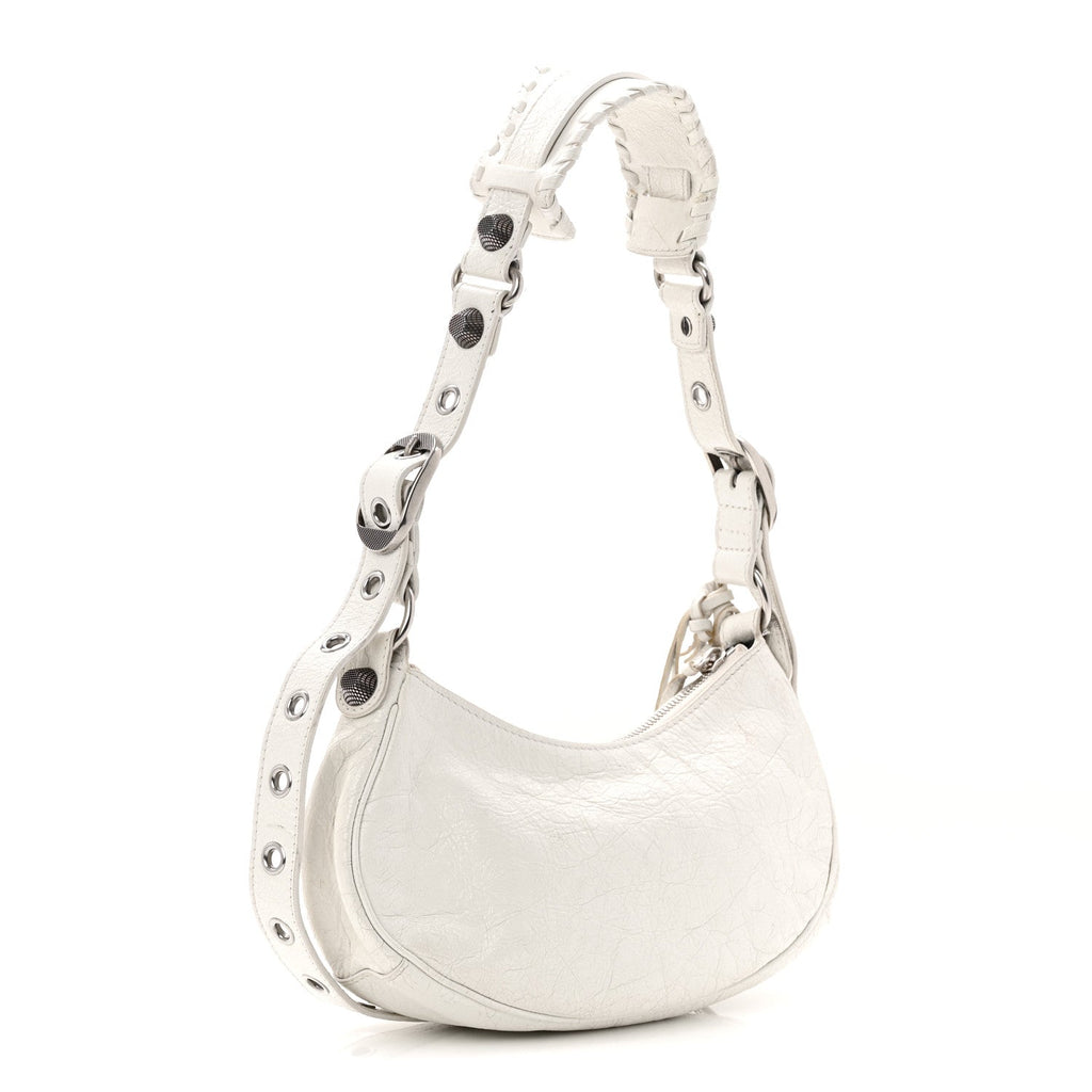 Agneau Arena Le Cagole Shoulder Bag XS Optic White