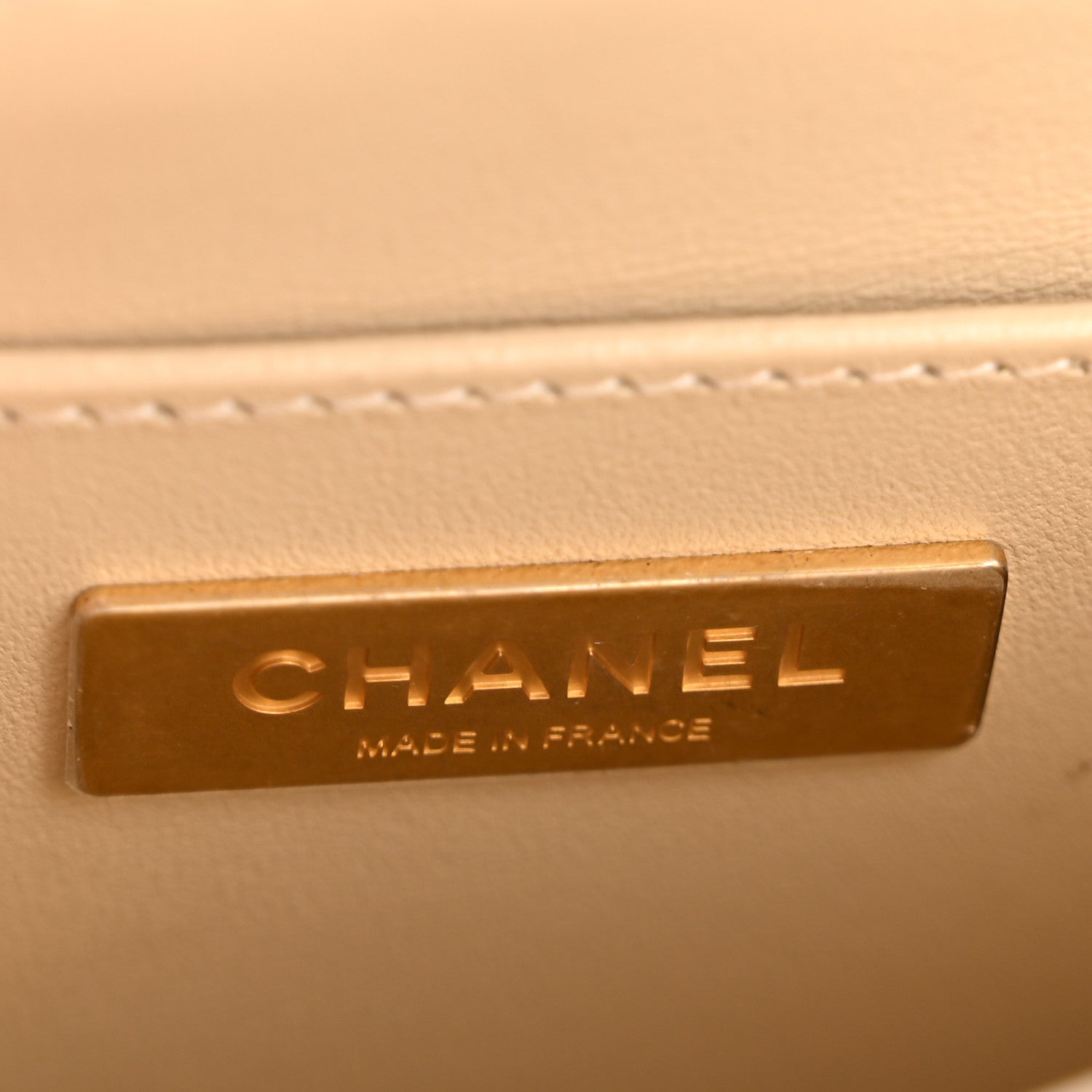 Lambskin Quilted Small Flap Top Handle Bag Beige