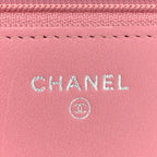 Lambskin Quilted CC Crossing Wallet On Chain WOC Pink