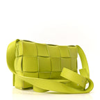 Lambskin Maxi Intrecciato Cassette Crossbody Bag Acid Kiwi