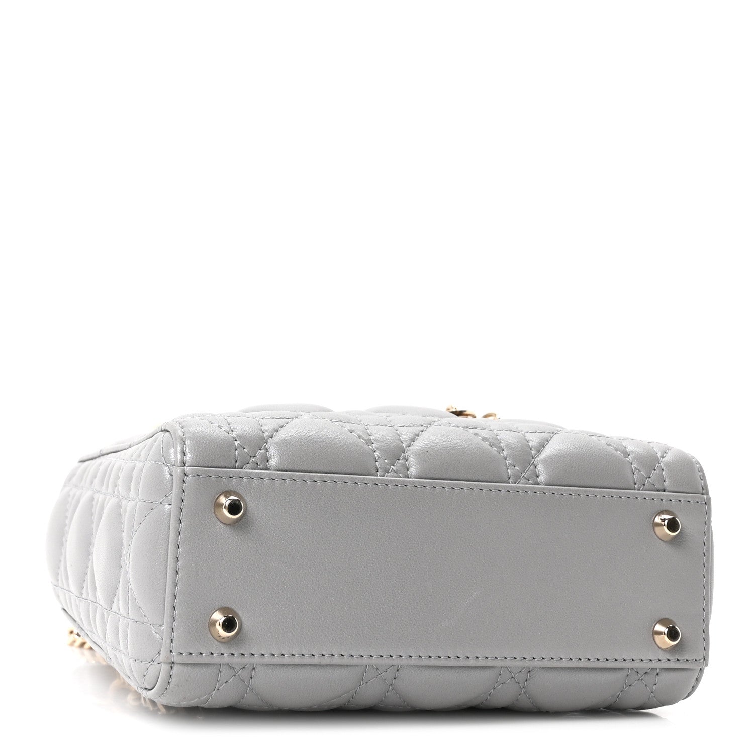 Lambskin Cannage Mini Lady Dior Gray Opaline