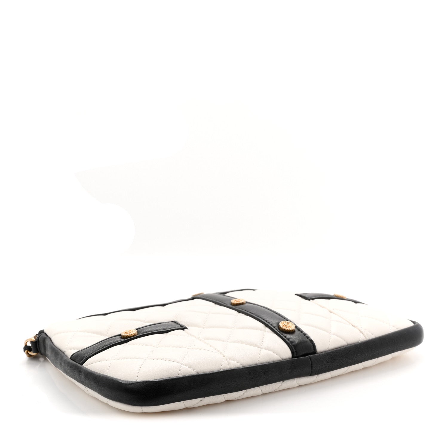 Lambskin Quilted Medium Girl Shoulder Bag White Black