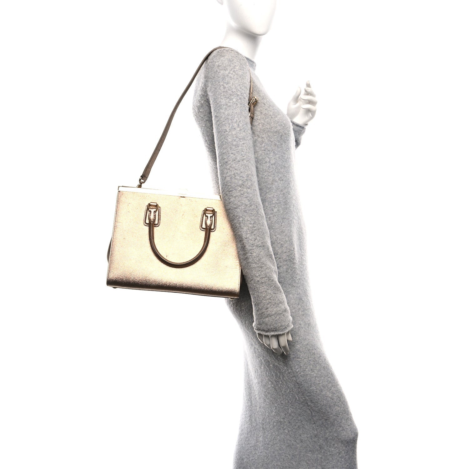 Metallic Dauphine Medium Frame Tote Gold