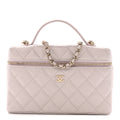 Caviar Quilted Top Handle Slim Vanity With Chain Light Purple