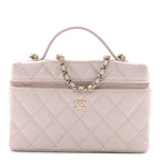 Caviar Quilted Top Handle Slim Vanity With Chain Light Purple