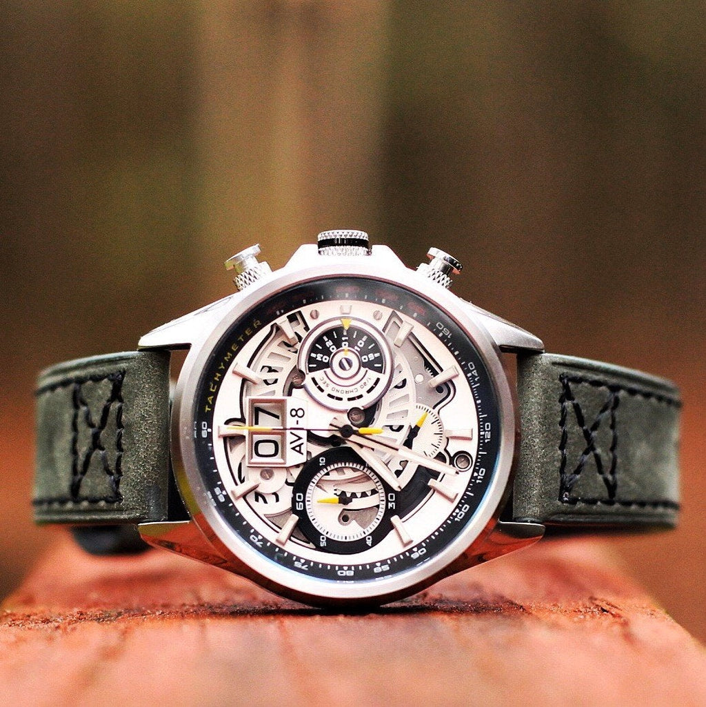 AVI-8 Ivory Steel Hawker Harrier Chronograph Watch