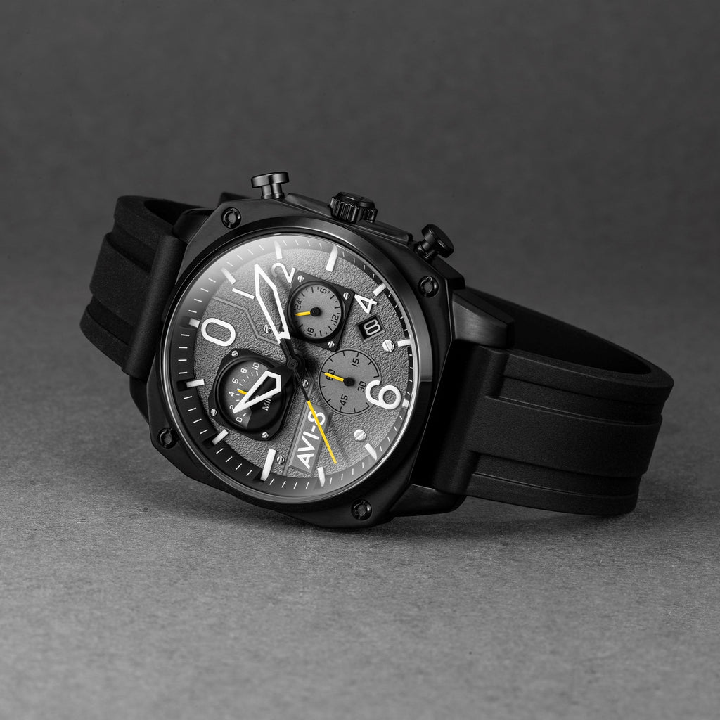 AVI-8 Men's Black Hawker Hunter Grey Black Watch