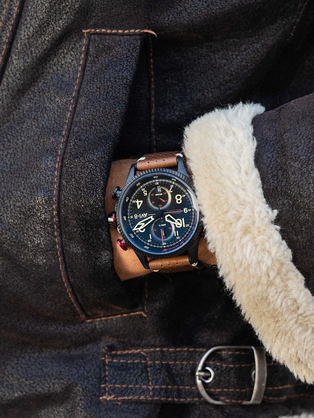 AVI-8 Men's Brown Hawker Hunter Chronograph Watch