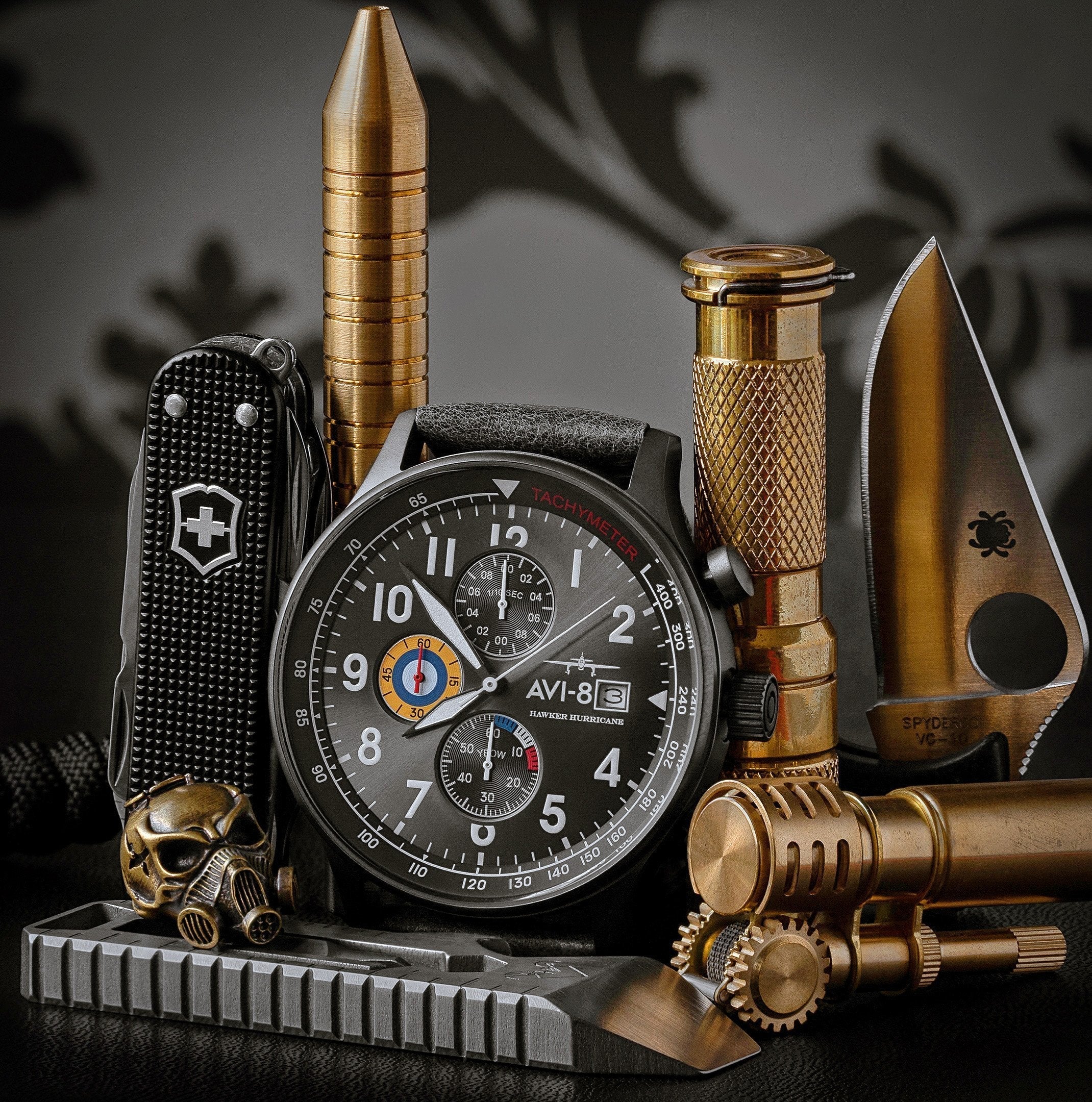 AVI-8 Hawker Hurricane Chronograph Green Strap Men's Watch