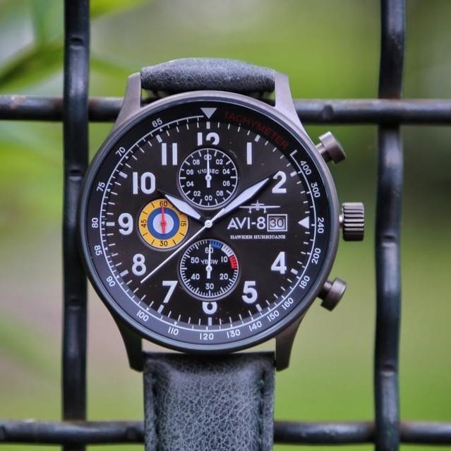 AVI-8 Hawker Hurricane Chronograph Green Strap Men's Watch