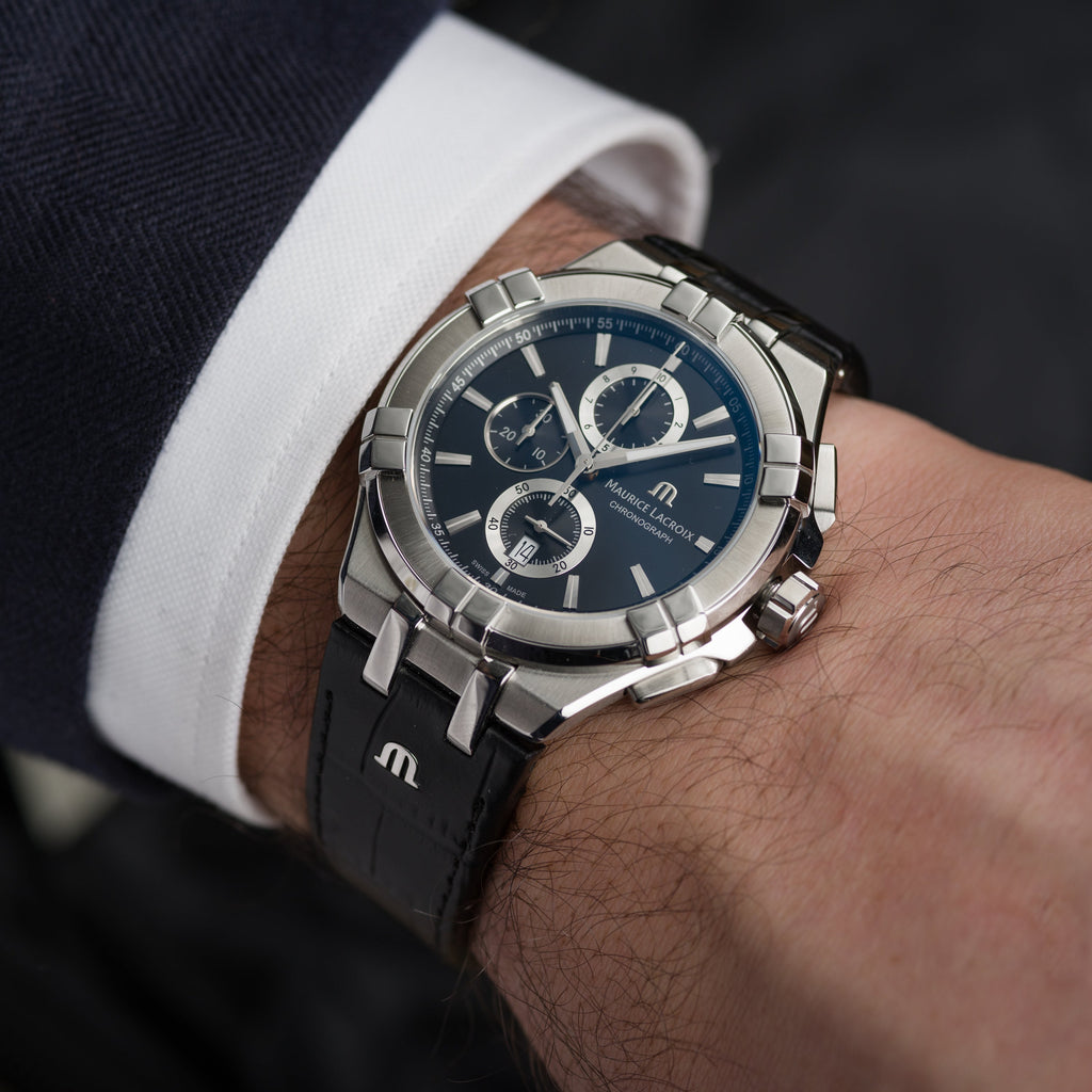 Maurice Lacroix Men's Black Aikon Chronograph Watch