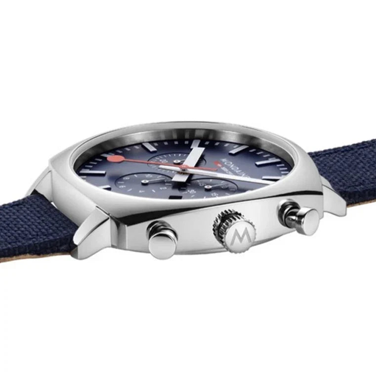 Mondaine Grand Cushion Chrono Square Men's Blue Watch