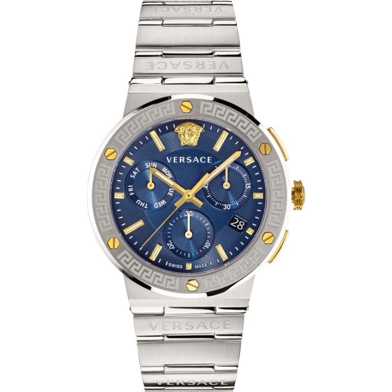 Versace Greca Logo CHR Men's Blue Watch