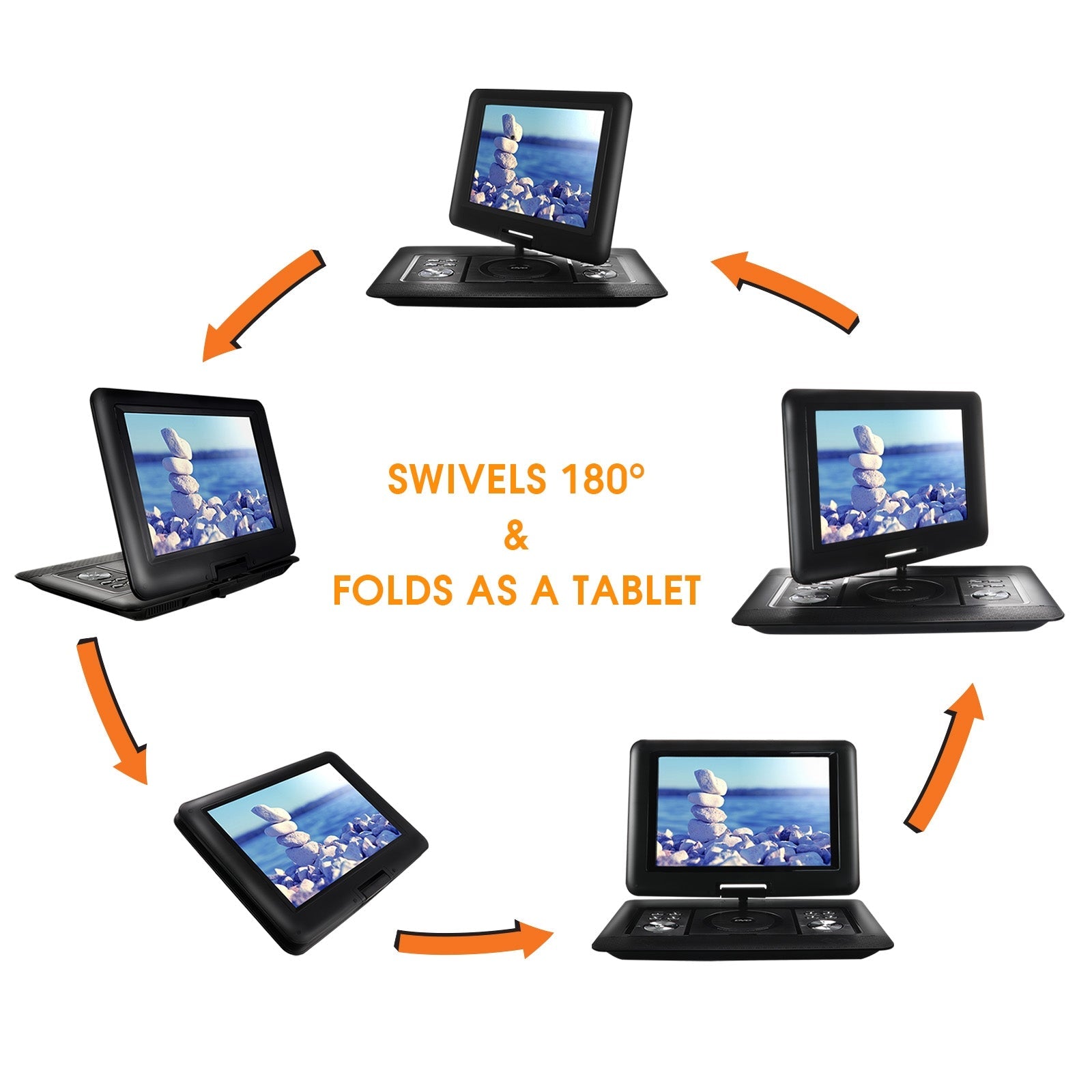 13.3 Inch Portable TV+DVD Player with Color TFT LED Screen and USB/HD/AV Inputs