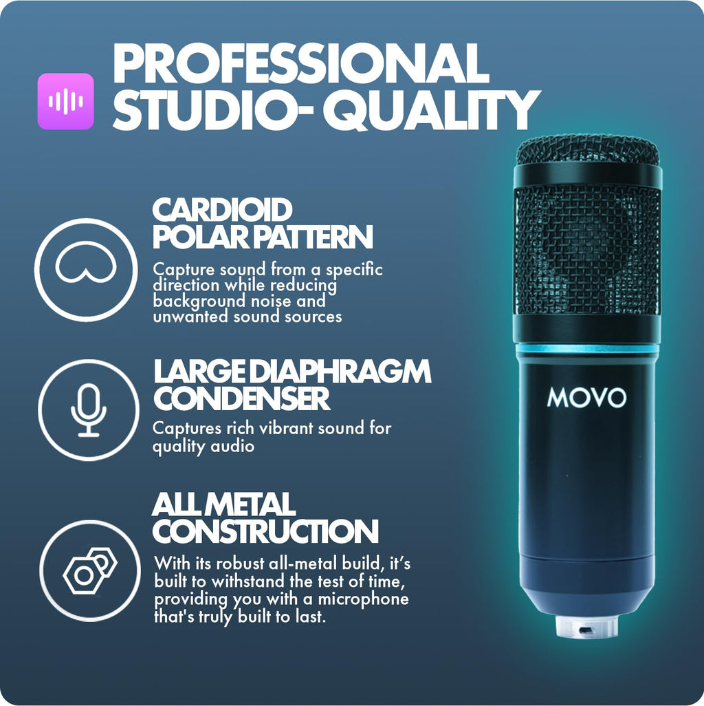 Movo 2Pack Podcasting Bundle with Tabletop Stands