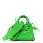 Grained Calfskin Neo Classic Silver Hardware Nano City Crossbody Fluo Green