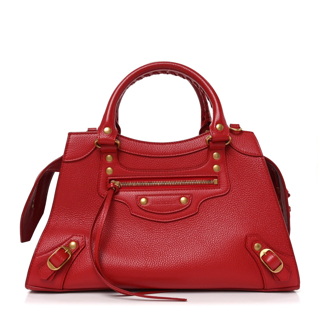 Grained Calfskin Neo Classic Gold Hardware S City Medium Red
