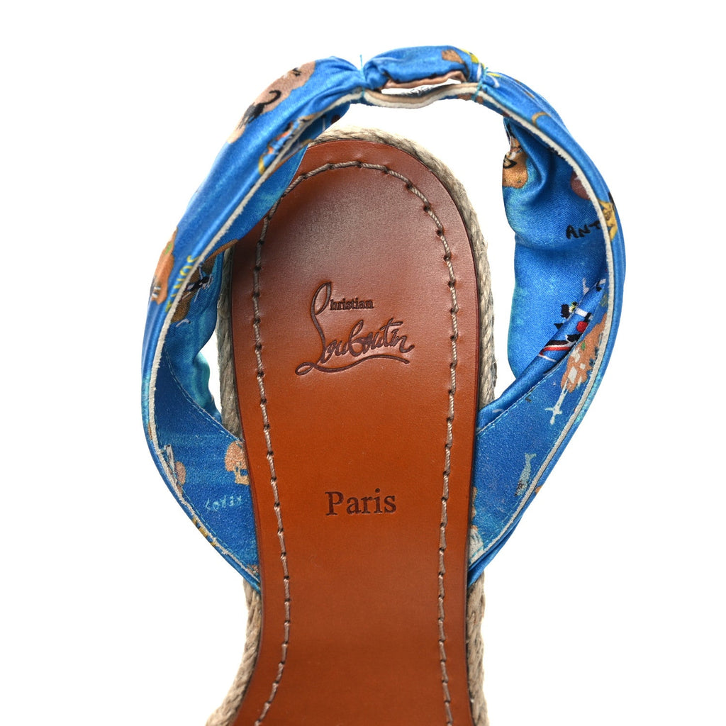 Satin Monica Du Desert 110 Espadrille Wedges 41 Blue Multicolor