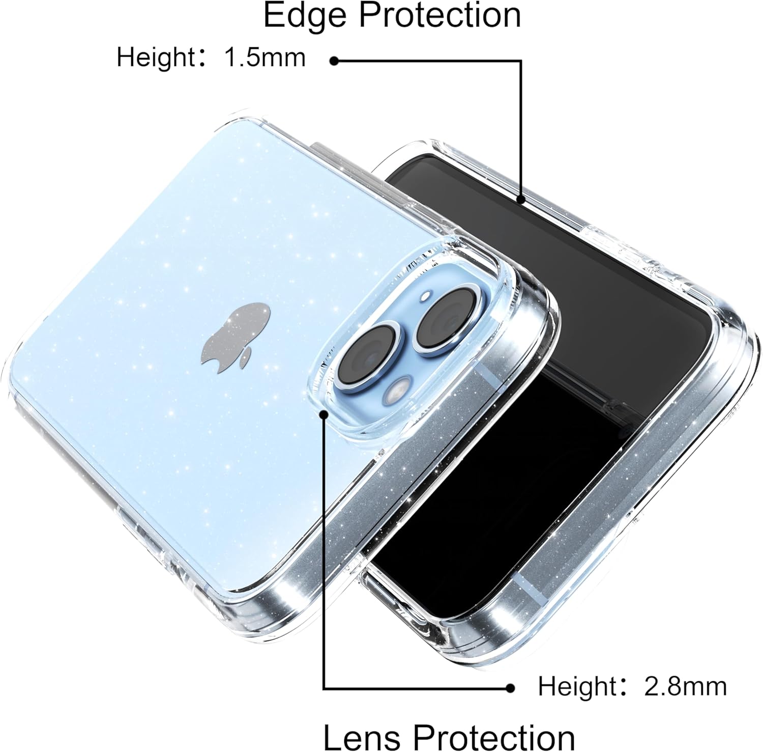 Entronix Case Compatible with iPhone X/XS - [Hard Back] Glitter Clear